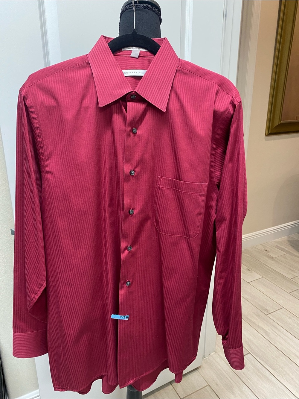 Geoffrey Beene Men's Deep Red Stripe Dress Shirt